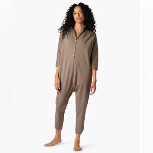 TKEES Poplin Jumpsuit Khaki (US size 6-8) | Never Worn | Made in Canada